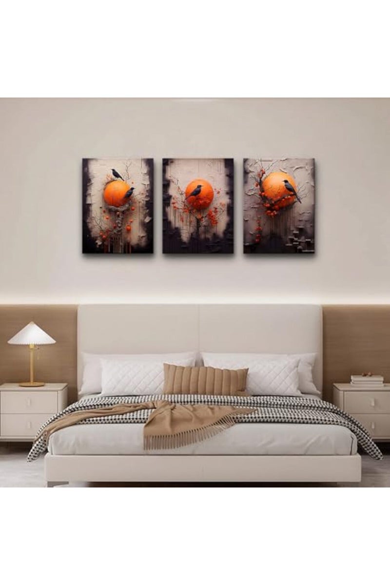 TTHYUEWS Wall Decor For Living Room Canvas Wall Art For Bedroom Fashion Modern Office Decorations Paintings Bird Abstract Wall Pictures Posters Inspirational Artwork Room Home Decor 3 Piece 12 X 16 - Image 4