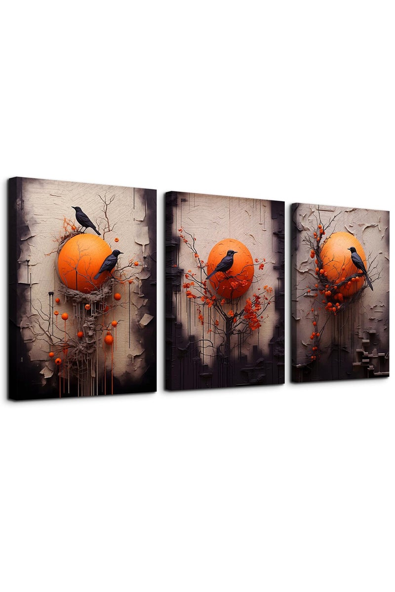 TTHYUEWS Wall Decor For Living Room Canvas Wall Art For Bedroom Fashion Modern Office Decorations Paintings Bird Abstract Wall Pictures Posters Inspirational Artwork Room Home Decor 3 Piece 12 X 16 - Image 1