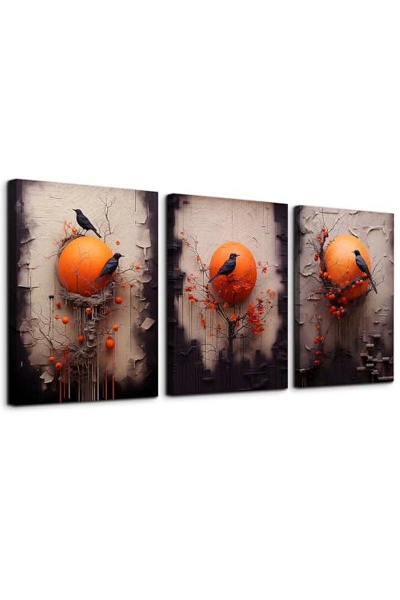 TTHYUEWS Wall Decor For Living Room Canvas Wall Art For Bedroom Fashion Modern Office Decorations Paintings Bird Abstract Wall Pictures Posters Inspirational Artwork Room Home Decor 3 Piece 12 X 16 - Image 2
