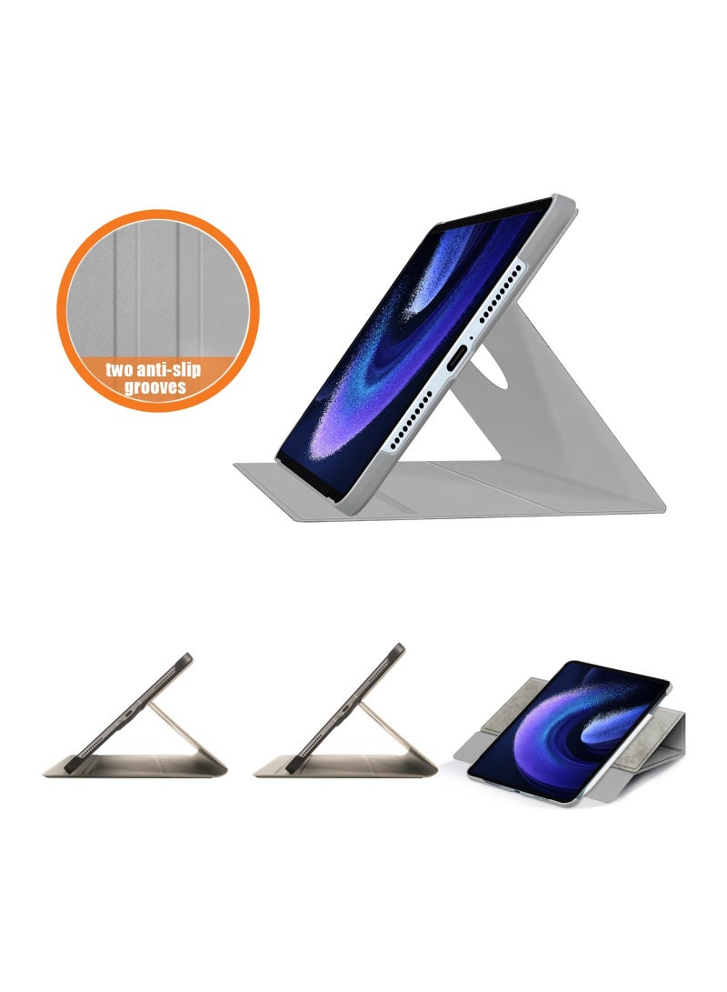 SYOSI 360° Adjustable Swivel Case for Xiaomi Pad 6/6 Pro, Comes with external pen holder, with Xiaomi Pad 6 Tablet 11 inch Latest Multi-Angle Stand Cover for Mi Pad 6 Pro Tablet (Gray, Does Not Include Pen) - Image 5