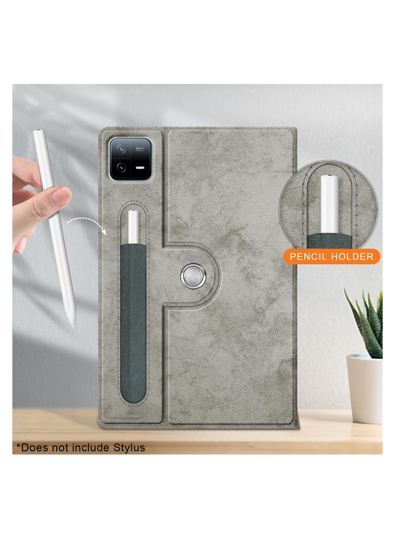 SYOSI 360° Adjustable Swivel Case for Xiaomi Pad 6/6 Pro, Comes with external pen holder, with Xiaomi Pad 6 Tablet 11 inch Latest Multi-Angle Stand Cover for Mi Pad 6 Pro Tablet (Gray, Does Not Include Pen) - Image 2