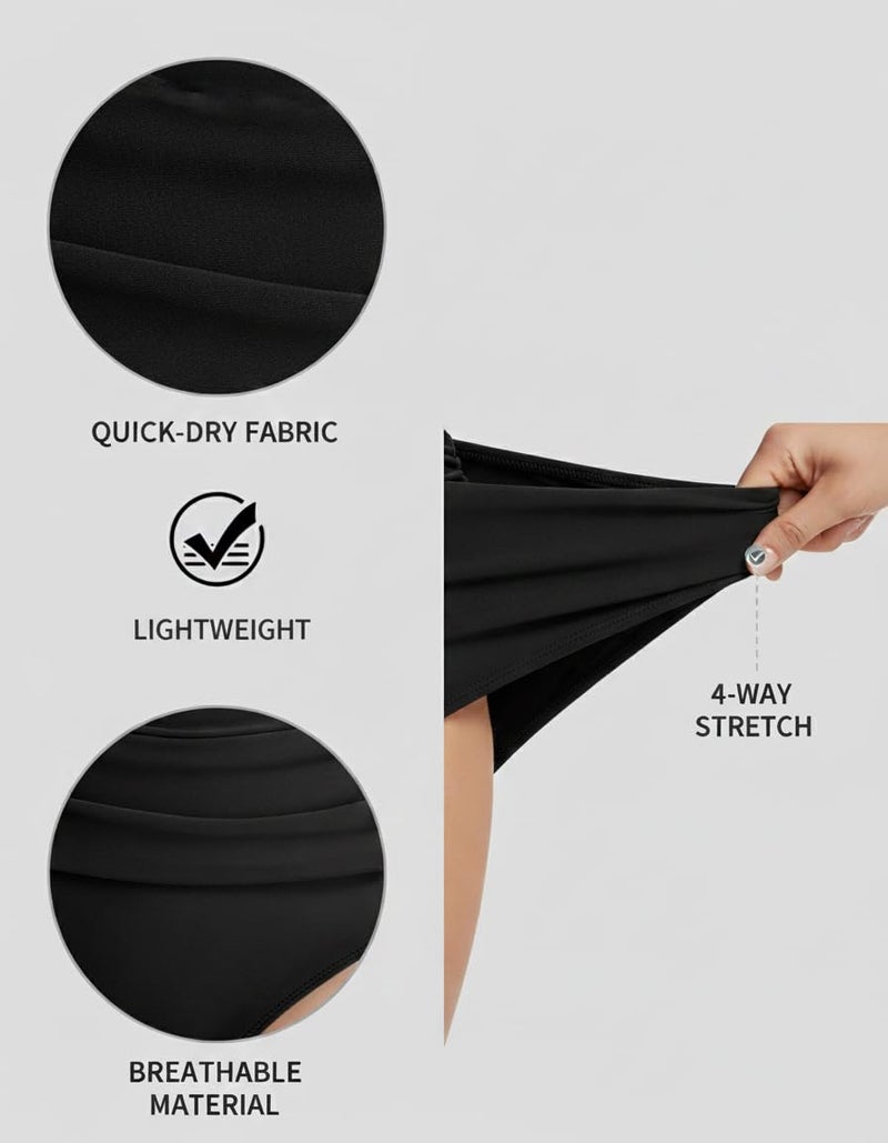 Tempt Me Women's Black High Waisted Bikini Bottom Tummy Control Ruched Bathing Suit Swim Bottom L - Image 4