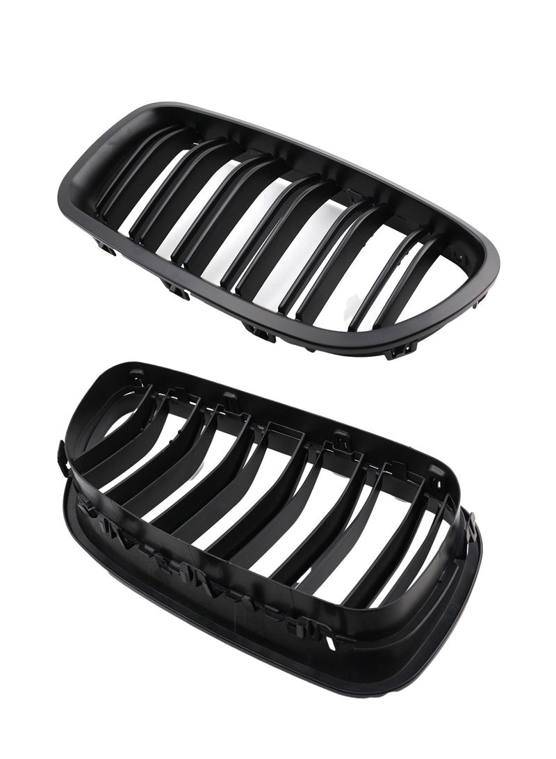 Arabest 2-Piece Dual-Slats Matte Black Front Bumper Hood Kidney Replacement Grill for Bmw 5-Series F10 F18 2011-2016 - Image 3