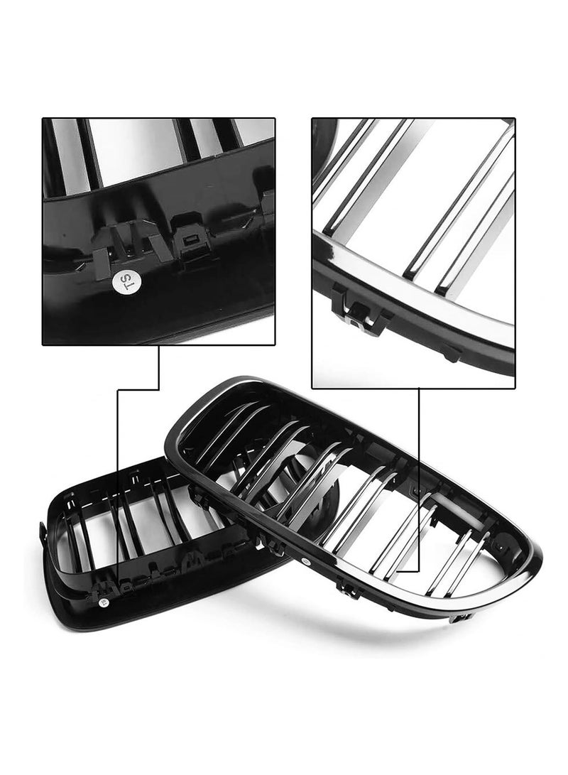 Arabest 2-Piece Dual-Slats Matte Black Front Bumper Hood Kidney Replacement Grill for Bmw 5-Series F10 F18 2011-2016 - Image 4