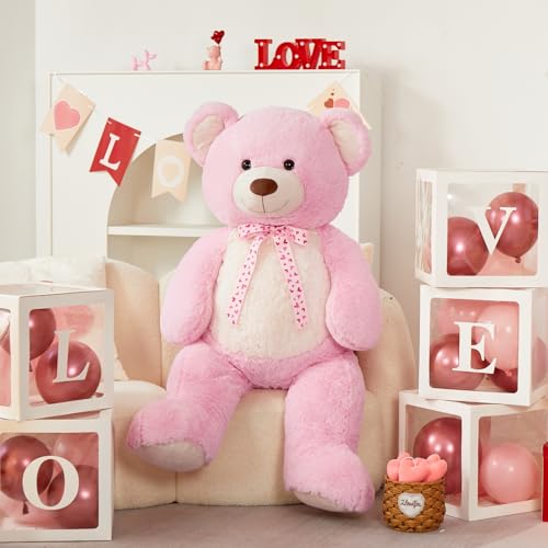MaoGoLan Giant 47 Teddy Bear Stuffed Animal Big Pink Teddy Bear Plush Toy for Girlfriend Boyfriend Kids 4ft Large Cuddly Stuffed Animal for Valentine Birthday Decor - Image 5