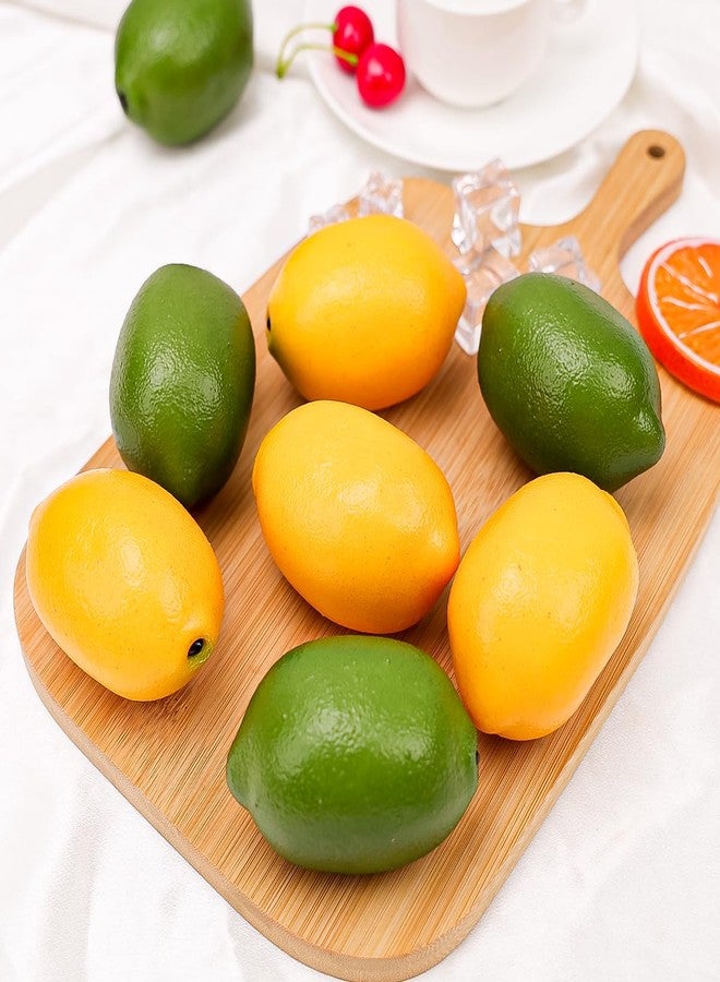 Gresorth 12pcs Yellow & Green Artificial Lifelike Simulation Lemon Fake Fruit Home Kitchen Cabinet Decoration - Image 4
