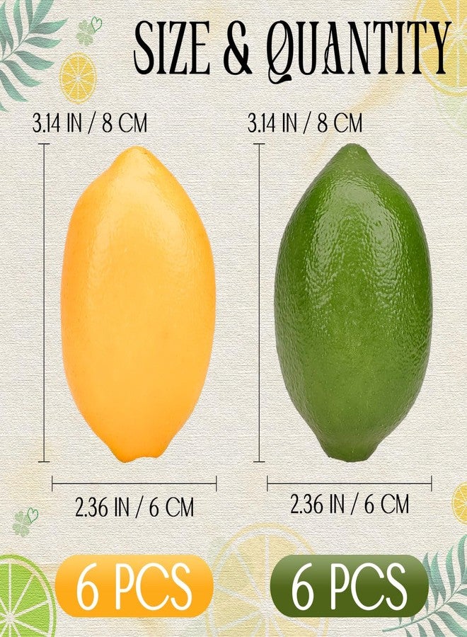 Gresorth 12pcs Yellow & Green Artificial Lifelike Simulation Lemon Fake Fruit Home Kitchen Cabinet Decoration - Image 2