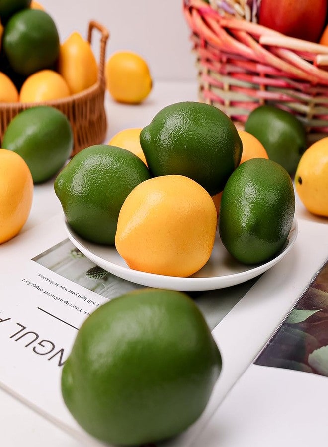 Gresorth 12pcs Yellow & Green Artificial Lifelike Simulation Lemon Fake Fruit Home Kitchen Cabinet Decoration - Image 3