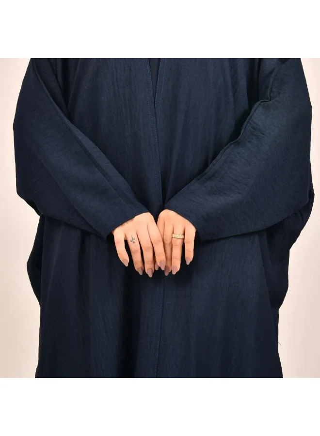 عبايات لمحة عباية نص بشت باللون الكحلي بقماش صيفي