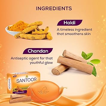 Santoor صابون سانتور بالخشب العطري والكركم 125 جرام عبوة من 4 - Image 5