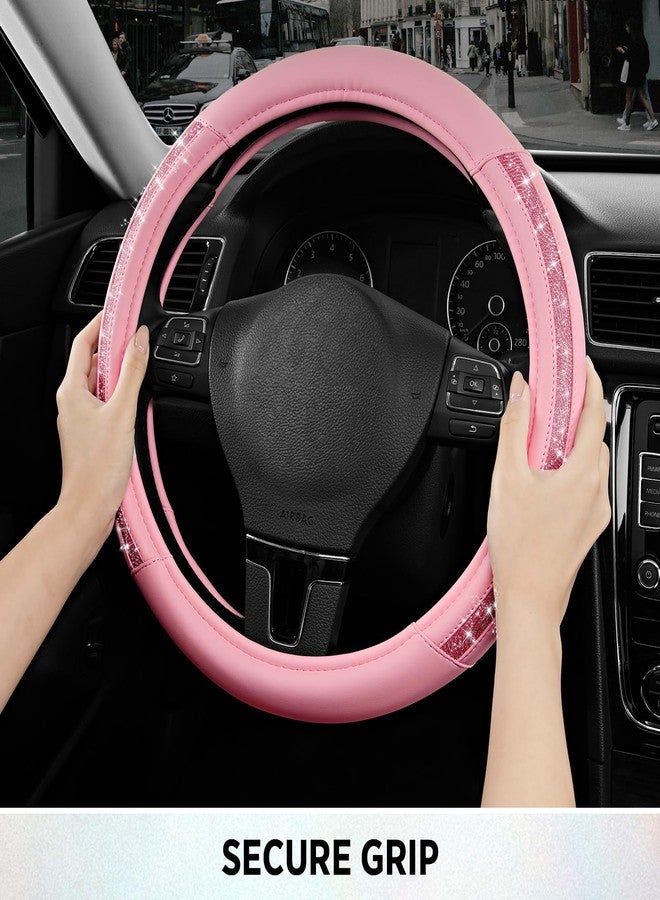 Road Comforts Steering Wheel Cover, Glitter Bling Leather Wheel Cover, Universal Fit 14.5"-15.5" Steering Wheels for Women & Girls, Anti-Slip Car Wheel Protector for Cars, Trucks, Vans, SUVs-Blue - Image 5