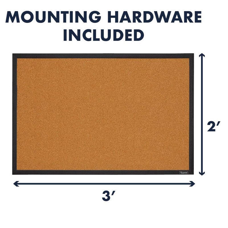 Quartet لوحة إعلانات من الفلين رباعية، لوحة فلين مؤطرة، 2' x 3'، إطار أسود، لوحة رسائل، لوحة رؤية (MWDB2436-BK) - Image 4