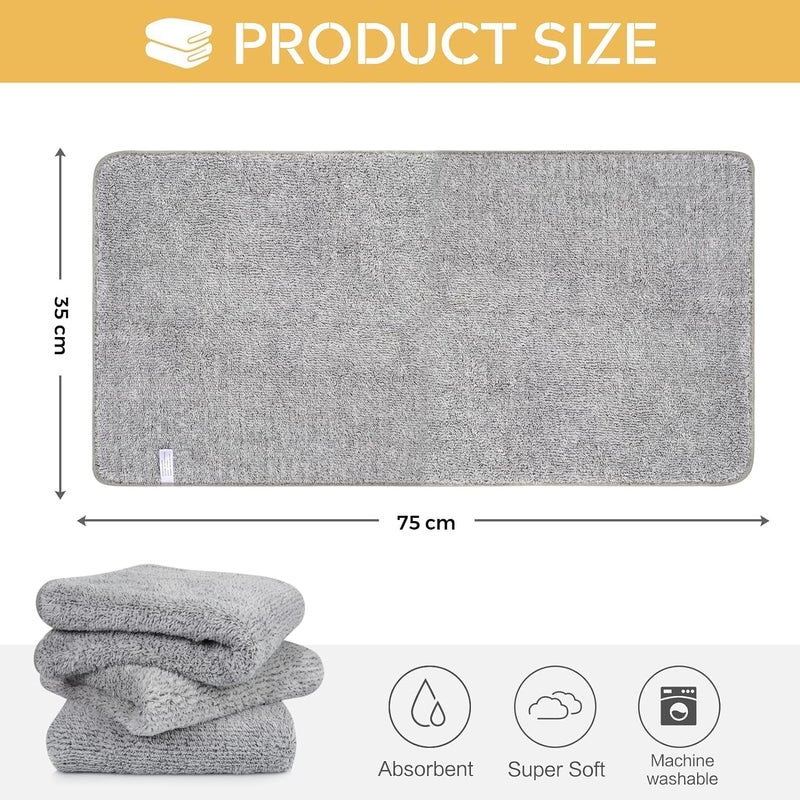 RoarCraft Makeup Remover Cloth Extra Soft Facial Cleansing Towel Bamboo Charcoal Washcloths for Face 75x35 CM Grey 1pcs - Image 2