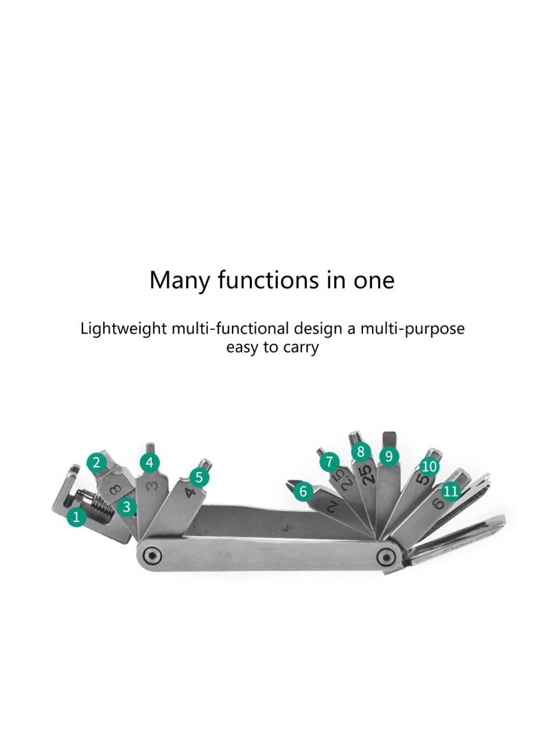 SYOSI Multi Tool Chain Breaker Allen Keys, Compact and 15 in 1 Bike Repair Tool Kits, Multi Tool Allen Keys with Chain Breaker, Bicycle Multi Tool for Road and Mountain Bikes Repair, Easy To Carry  - Image 4