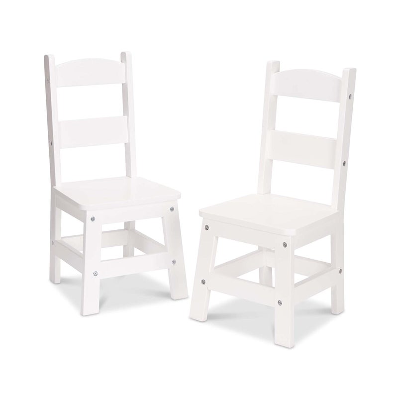 Melissa & Doug Wooden Chairs, Set of 2 - White Furniture for Playroom - Image 1