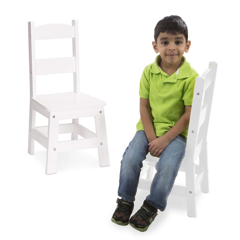 Melissa & Doug Wooden Chairs, Set of 2 - White Furniture for Playroom - Image 3