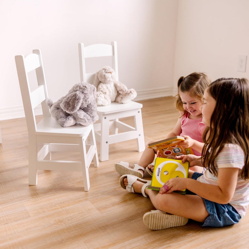 Melissa & Doug Wooden Chairs, Set of 2 - White Furniture for Playroom - Image 2