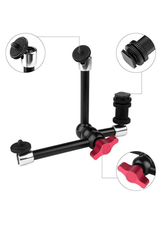 Generic Double Ball Head Universal Bracket SLR Camera Monitor Magic Handle Strange Hand Hot Boot Bracket Pea Clip Strange Hand-Color:Three-section Magic Hand  - Image 1