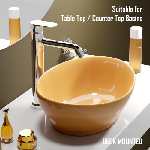 Pixaflo Brass Extended Hot & Cold Single Lever Basin Mixer Tall Boy with 24 inches Long Braided Hoses, Chrome (Koroit) - Image 3
