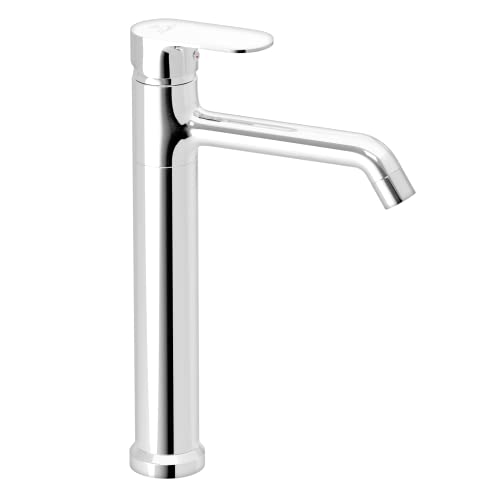 Pixaflo Brass Extended Hot & Cold Single Lever Basin Mixer Tall Boy with 24 inches Long Braided Hoses, Chrome (Koroit) - Image 1