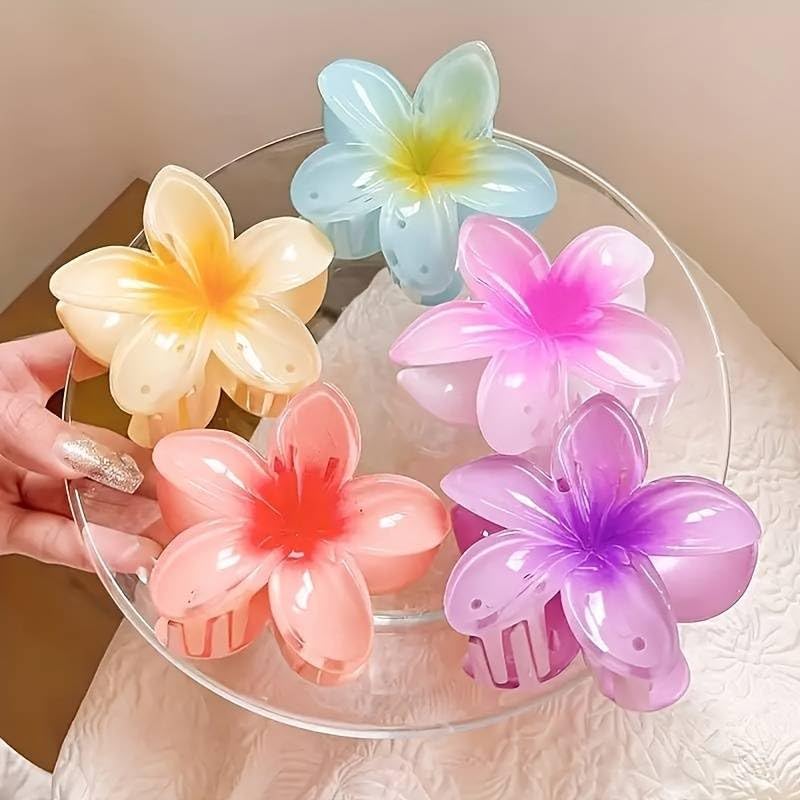 Cerrito 9 Pcs Colorful Flower Hair Claw Clips for Women & Girls, Gradient Lily Design in Multiple Sizes, Strong Hold, Cute & Stylish Hair Accessories for Daily Use, Travel & Gifting, Multicolor - Image 5