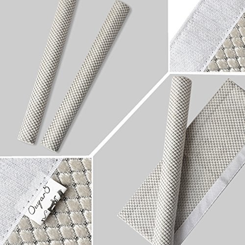 OUGAR8 Refrigerator Door Handle Covers Handmade Decor Protector for Ovens, Dishwashers.Keep Your Kitchen Appliance Clean from Smudges,Food Stains(Rhombus Gray,19.7" L*4" W) - Image 2