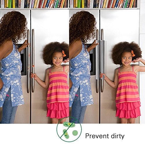 OUGAR8 Refrigerator Door Handle Covers Handmade Decor Protector for Ovens, Dishwashers.Keep Your Kitchen Appliance Clean from Smudges,Food Stains(Rhombus Gray,19.7" L*4" W) - Image 4