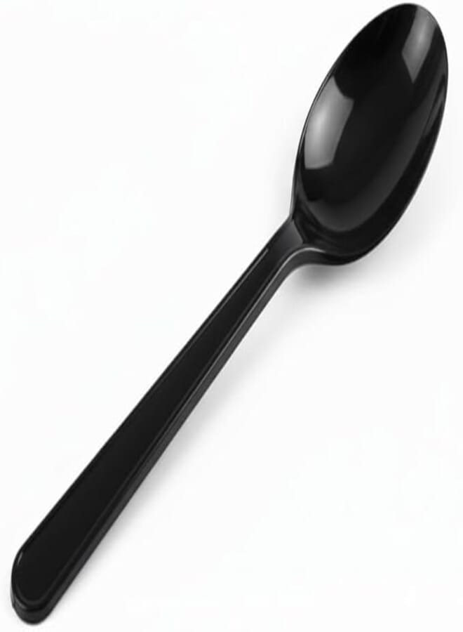 KRNO High Quality Disposable Cutlery – Pack of 50 Black Spoons - Durable Plastic Utensils for Parties, Events & Catering – Available in Black or White