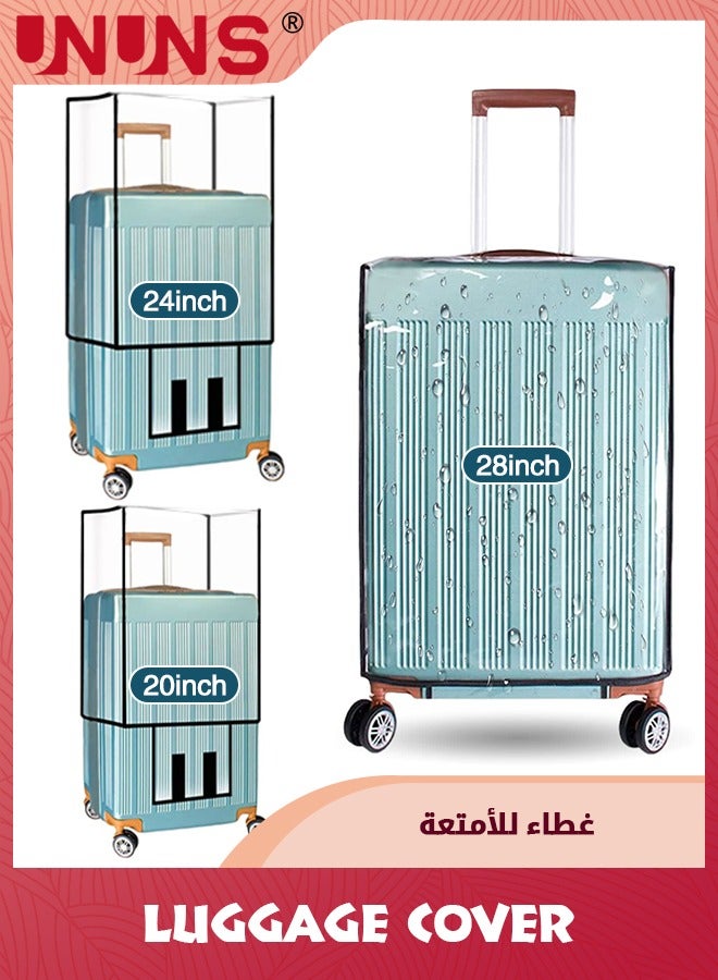UNUNS 3 PCS Luggage Covers For Suitcase,Clear Pvc Luggage Protectors,Suitcase Covers,Ransparent Travel Suitcase Wrap,Protective Cover Case For 20"+24"+28" Wheeled Luggage  - Image 2