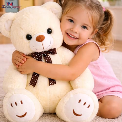 ZEXSAZONE Toy Cute I Smile Teddy Colored Huggable Bear | 32 cm | Plushie Soft Toys for Kids | Plush Soft Toys for Baby Boys and Girls Kids - Teddy | Best Valentine Gift (Cream) - Image 3