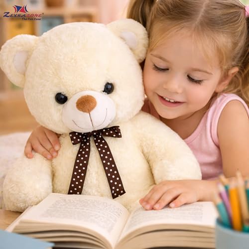ZEXSAZONE Toy Cute I Smile Teddy Colored Huggable Bear | 32 cm | Plushie Soft Toys for Kids | Plush Soft Toys for Baby Boys and Girls Kids - Teddy | Best Valentine Gift (Cream) - Image 4