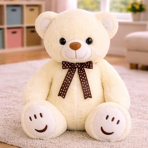 ZEXSAZONE Toy Cute I Smile Teddy Colored Huggable Bear | 32 cm | Plushie Soft Toys for Kids | Plush Soft Toys for Baby Boys and Girls Kids - Teddy | Best Valentine Gift (Cream) - Image 1