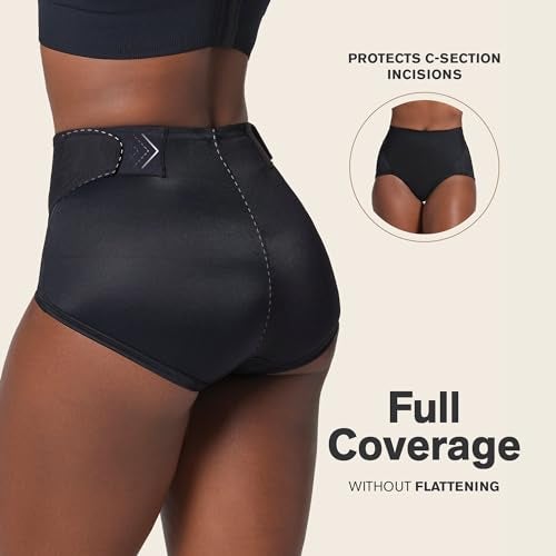 Leonisa Women's Postpartum Panty with Adjustable Belly Wrap, Black, Large - Image 3