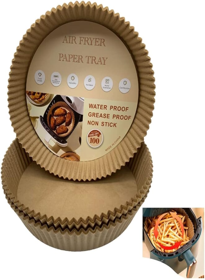 Air Fryer Disposable Paper Liner, Parchment Non-Stick Oil-Proof Water-Proof Paper Liners Sheets for Air Frying Oven Baking Microwave Roasting Air Fryer Pan Pot Cooking Accessories 