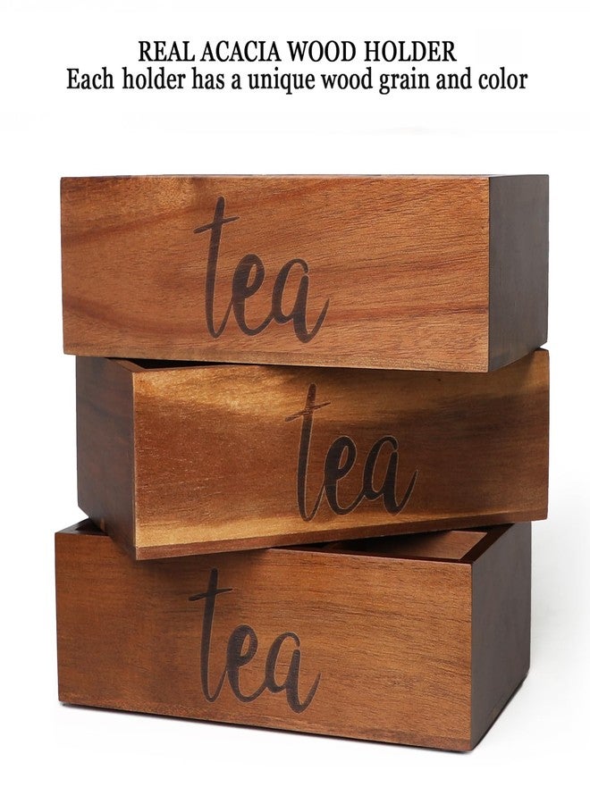 LBEMEY Tea Bag Organizer,Acacia Wood Tea Storage Containers with 6 Compartments, Sugar Packet Holder,Tea Bag Caddy Box for Cabinet Countertop Office (Brown-Labeled "Tea") - Image 5
