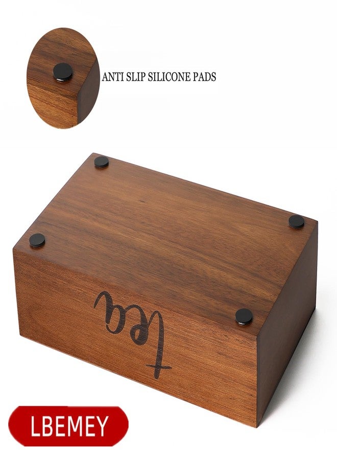 LBEMEY Tea Bag Organizer,Acacia Wood Tea Storage Containers with 6 Compartments, Sugar Packet Holder,Tea Bag Caddy Box for Cabinet Countertop Office (Brown-Labeled "Tea") - Image 4