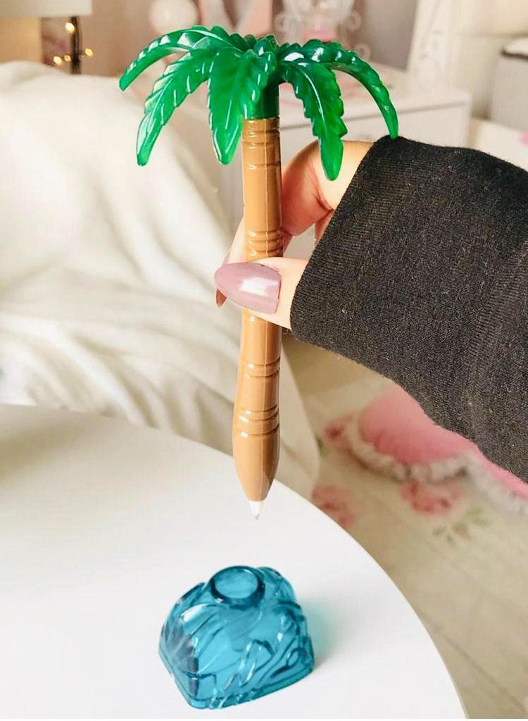 سلة قلم كتابة حبر أسود على شكل نخلة وجزيرة لمستلزمات المدرسة 16.5 سم - Image 2