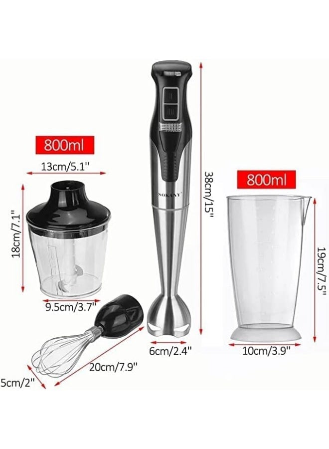 Sokany 4-in-1 Hand Blender 1000W, SK-758-4, 1000.0W, Multi - Image 2
