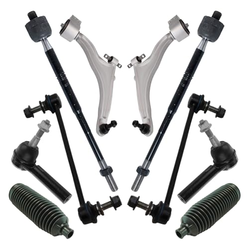 TRQ Front Steering & Suspension Kit Control Arm with Ball Joint Steering Rack & Pinion Bellow Sway Bar Stabilizer Link Tie Rod Compatible with 2010-2016 Cadillac SRX - Image 1