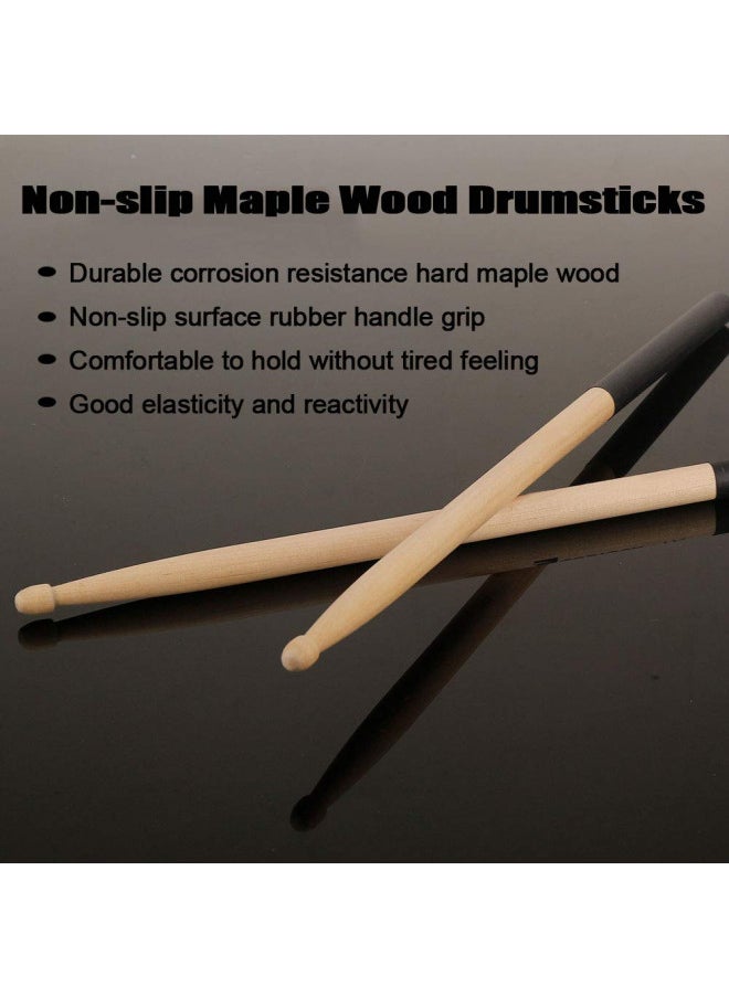 Da by Drum Sticks 5A 1 Pair Nylon Drumsticks 1 Pair Non-Slip Maple Wood with a Velvet Drawstring Bag(Black)  - Image 2