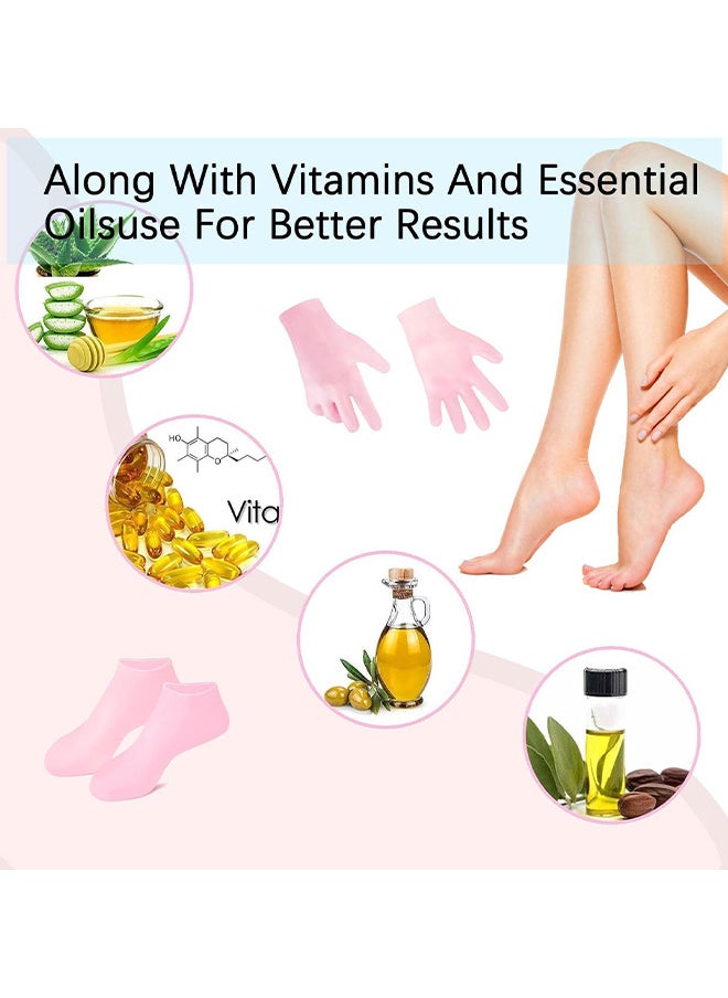 Depend 2Pairs Smooth, Moisturizing Socks Set Gel Spa Gloves, Skin Care Socks For Moisturize Soften Repairing Hands Feet Callus Remover, Foot Hand Softening, Calluses, Foot Care After Pedicure (Pink)  - Image 5