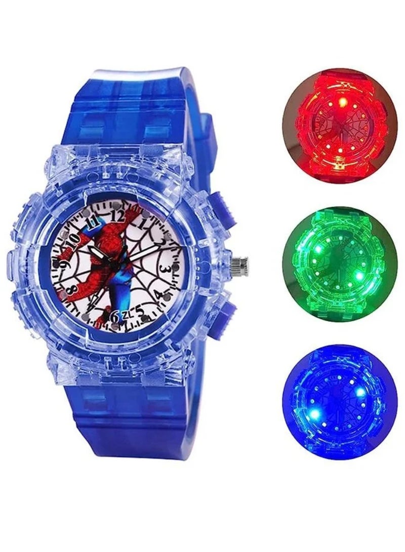 Spider-Man Kids Watch, Superhero Kids Analog Watch for Boys Girls, Adjustable Strap Learning Time Kids Wrist Watch with 7 Colors Flashing, Cool Inexpensive Gift for Toddlers, Boys, Girls - Image 1