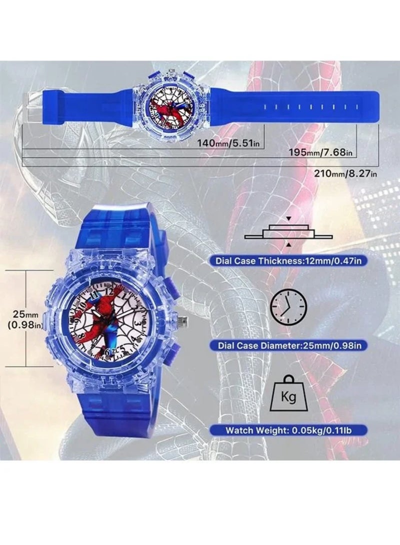 Spider-Man Kids Watch, Superhero Kids Analog Watch for Boys Girls, Adjustable Strap Learning Time Kids Wrist Watch with 7 Colors Flashing, Cool Inexpensive Gift for Toddlers, Boys, Girls - Image 2