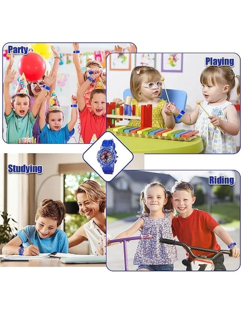 Spider-Man Kids Watch, Superhero Kids Analog Watch for Boys Girls, Adjustable Strap Learning Time Kids Wrist Watch with 7 Colors Flashing, Cool Inexpensive Gift for Toddlers, Boys, Girls - Image 4