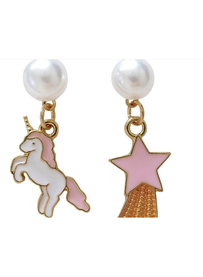 اليشمك أقراط من الفضة الإسترليني عيار 925 بتصميم يونيكورن ونجمة رائعة