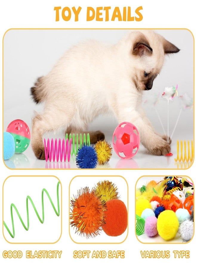 QUOZUO Cat Toys Kitten Toys Assortments, 32 Packs Interactive Cat Toy Variety Pack for Kitty, Cat Wand Toy, Cat Crinkle Balls Bell Balls with Bells, Cat Spring Toy, Catnip Toys for Indoor Cats Kitten - Image 5