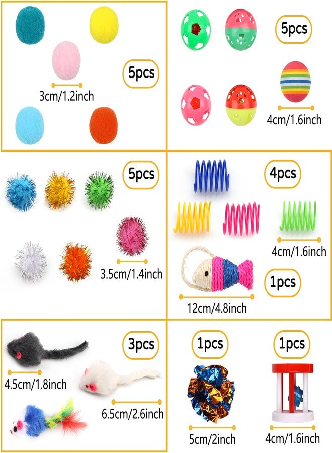 QUOZUO Cat Toys Kitten Toys Assortments, 32 Packs Interactive Cat Toy Variety Pack for Kitty, Cat Wand Toy, Cat Crinkle Balls Bell Balls with Bells, Cat Spring Toy, Catnip Toys for Indoor Cats Kitten - Image 3