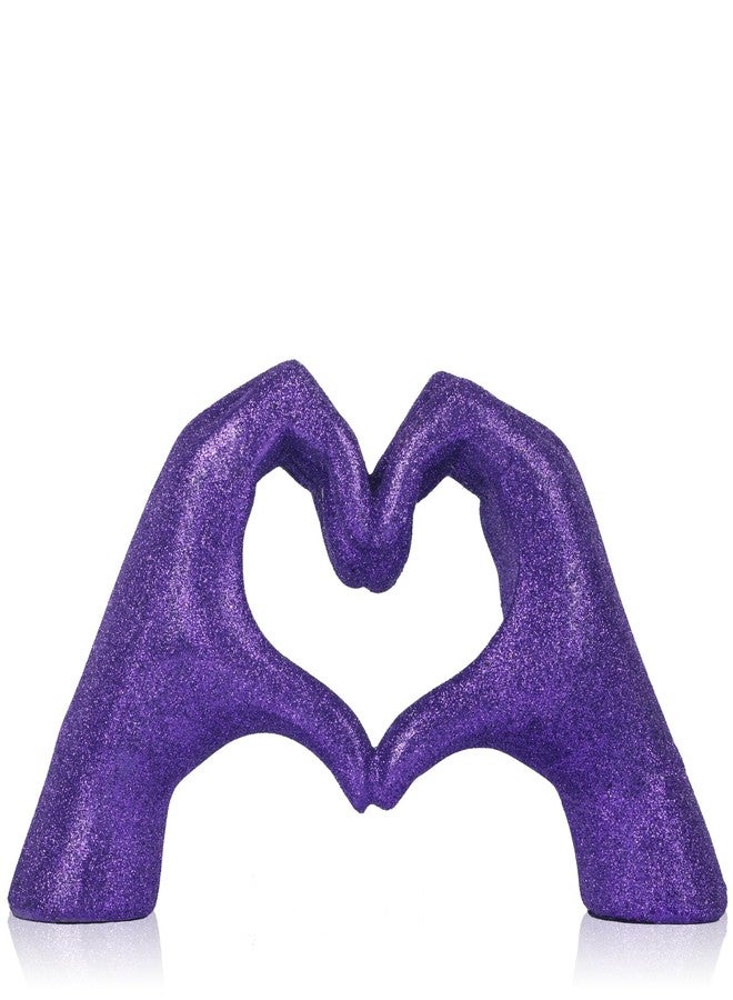 DOVDOV Purple Heart Hand Statue, Heart Shaped Hand Home Decor, Love Fingers for Living Room Bedroom Entrance Dining Table Centre Flat TV Cabinet Bookshelf Small Decoration. - Image 1