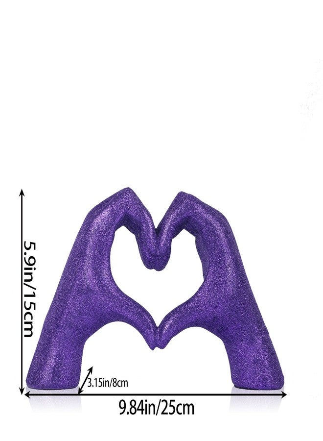 DOVDOV Purple Heart Hand Statue, Heart Shaped Hand Home Decor, Love Fingers for Living Room Bedroom Entrance Dining Table Centre Flat TV Cabinet Bookshelf Small Decoration. - Image 2