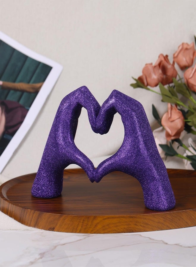 DOVDOV Purple Heart Hand Statue, Heart Shaped Hand Home Decor, Love Fingers for Living Room Bedroom Entrance Dining Table Centre Flat TV Cabinet Bookshelf Small Decoration. - Image 3